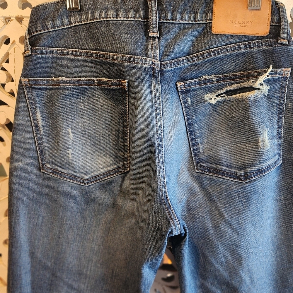 MOUSSY VINTAGE DISTRESS RIDIG SUNDANCE SKINNY CROPPED JEANS SZ 28 - Picture 8 of 16